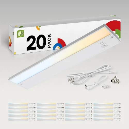 Vista 20 de ASD Iluminación LED para debajo del gabinete con enchufe o cableado de 9 pulgadas, luces regulables debajo del gabinete con interruptor