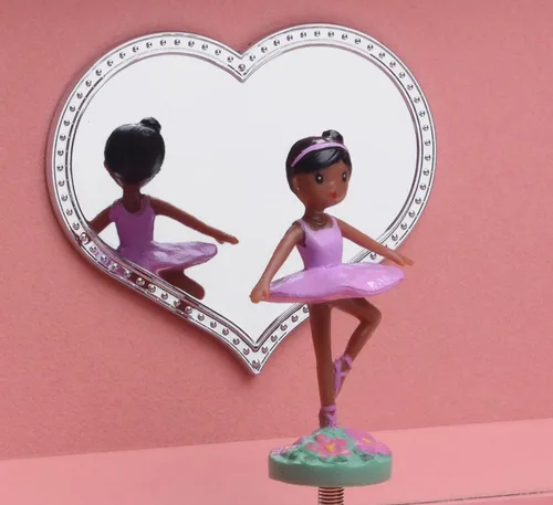 Vista 6 de Jewelkeeper Joyero musical para niña con bailarina negra diseño de pequeña reina con lámina dorada melodía de lago cisne