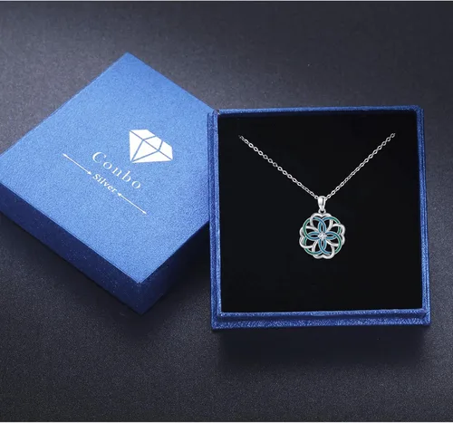 Vista 7 de Heart Flowers Celtic Knot Necklace, 925 Sterling Silver Good Luck Irish Jewelry Hypoallergenic Celtic Knot Cross Pendant Heart Necklace Gift for