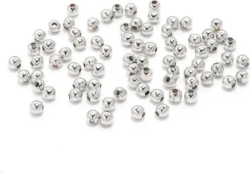 Vista 11 de 500 cuentas espaciadoras redondas de bronce de 0.079 pulgadas (0.079 in), cuentas de metal con semillas de extremo de bola lisas para fabricación