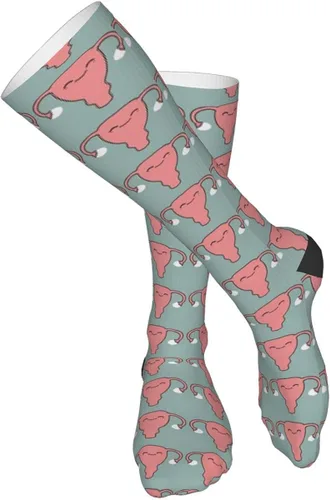 Vista 5 de Laswega hombres mujeres útero rosa calcetines divertidos locos impresos calcetines frescos verde menta deportes atléticos calcetines