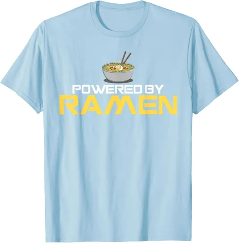Vista 100 de Camiseta de fideos de anime japoneses Powered By Ramen, Negro, S