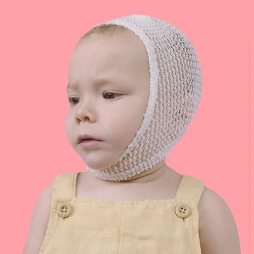 Vista 4 de Otostick Gorro de bebé, 3 tapones correctores de oídos, gorro de protección de oídos para orejas sobresalientes, gorra de malla para sujetar