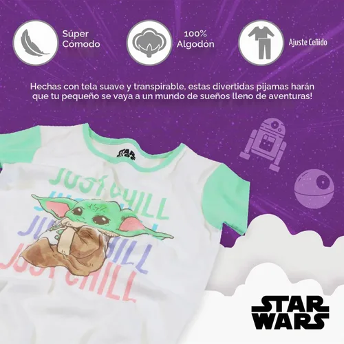 Vista 3 de STAR WARS Unisex Kids' 2-piece Snug-fit Cotton Short-Sleeve Matching Pajama Set, Soft & Cute for Kids Mighty Grogu