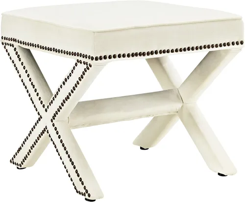 Vista 10 de Modway Rivet - Banco moderno tapizado de terciopelo con base en X y ribete de cabeza de clavo, color gris