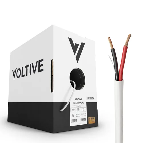 Vista 26 de Voltive Cable de altavoz 12/2, Plenum CL3P, blanco, 500 pies - 12 AWG, 2 conductores, cobre trenzado sin oxígeno, listado UL - V-1214-2