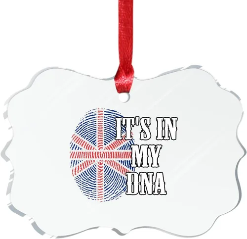 Vista 7 de Adorno de Navidad personalizado del Reino Unido 2023 It's in My DNA, adorno de huellas dactilares para decoración de árbol de Navidad, recuerdo