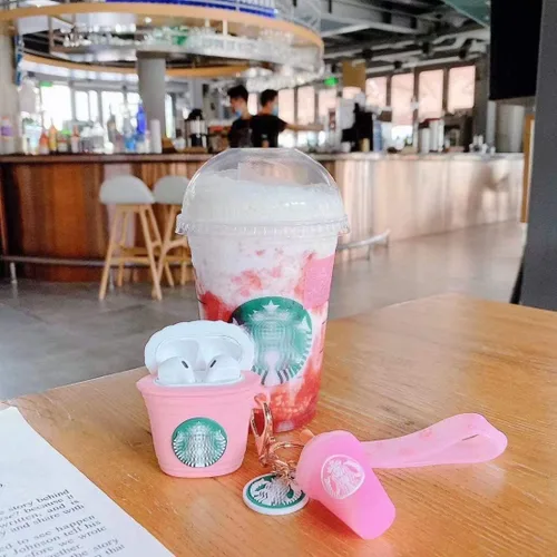 Vista 4 de Linda funda de helado con forma de taza Kawaii para AirPods Pro de segunda generación (Rosa)
