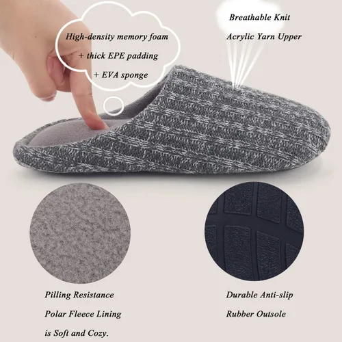 Vista 4 de ofoot Pantuflas de casa de espuma viscoelástica de algodón lavable para mujer, para el hogar, para interiores, para dormitorio, ligeras