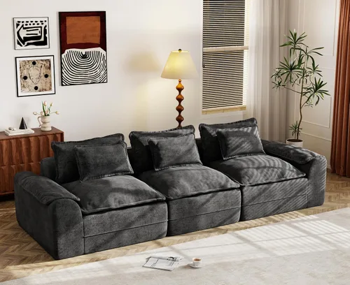 Vista 18 de Hobestluk Cloud - Sofá individual de espuma viscoelástica con asiento profundo, sofá en forma de L con funda extraíble, sofá grande para sala