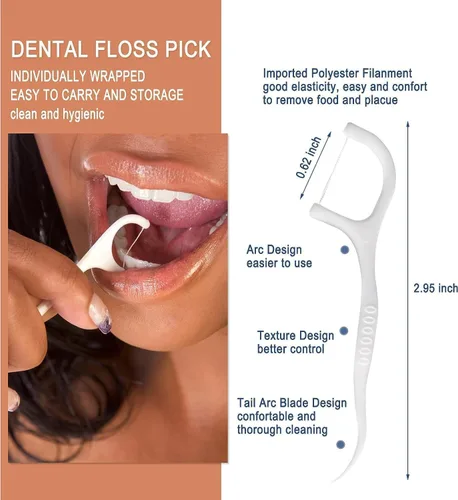 Vista 7 de 450 púas de hilo dental sin sabor, envueltas individualmente, hilo dental de viaje
