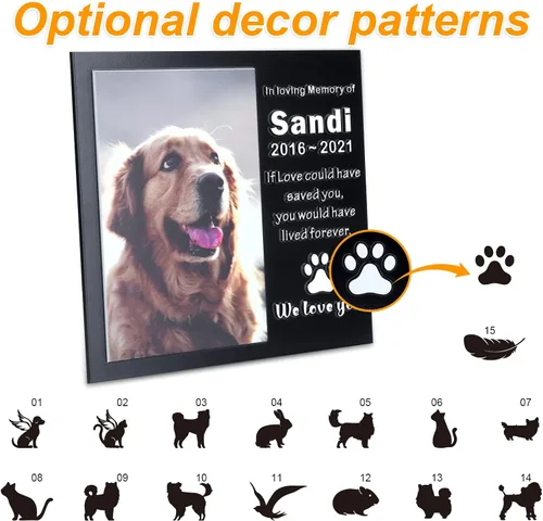 Vista 3 de Piedra sepulcral para mascotas para perros o gatos con placa grabada, piedra conmemorativa para césped y jardín, nombre personalizado y mensaje