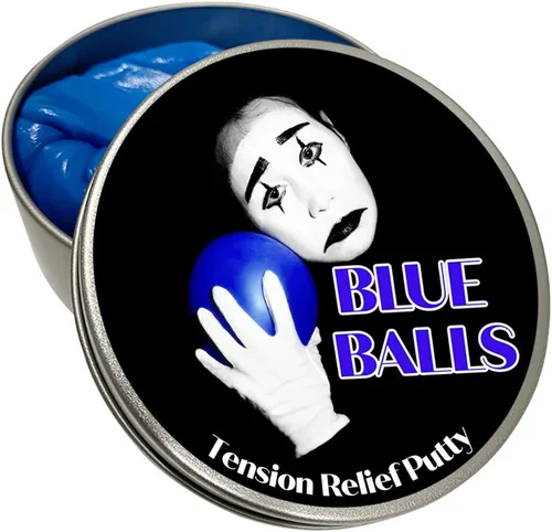 Vista 3 de Blue Balls - Masilla para aliviar la tensión, divertida masilla de estrés para hombres, juguete para ansiedad, azul, lata de metal