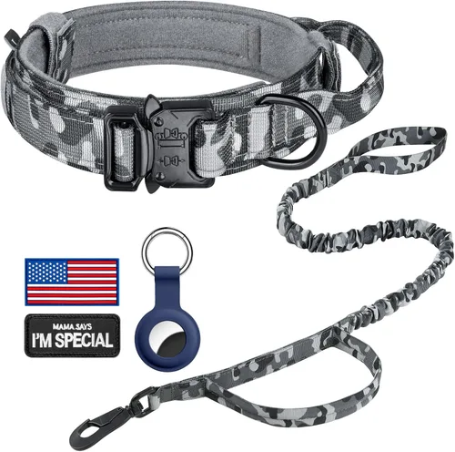 Vista 40 de DAGANXI - Collar táctico para perro, collar ajustable de nailon para adiestramiento con asa de control y hebilla, para perros medianos y grandes