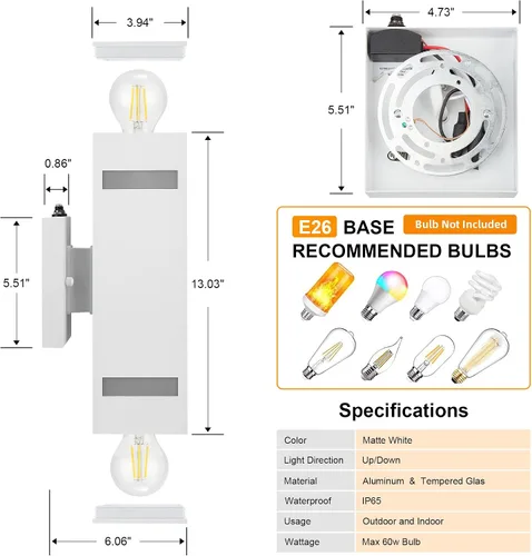 Vista 7 de Luces de pared para exteriores con sensor de anochecer a amanecer, paquete de 2, de aluminio, moderno, impermeable, cilíndrico, cuadrado, farol
