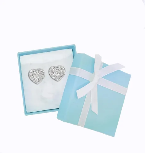 Vista 6 de Aretes de perno con solitario con apariencia de diamante blanco hechos de plata esterlina