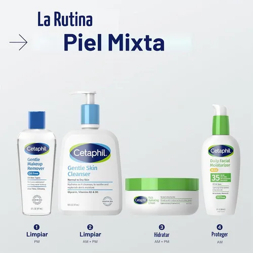 Vista 5 de Desmaquillador suave resistente al agua, 6.0 onzas líquidas, de la marca Cetaphil Fórmula micelar sin aceite, elimina el maquillaje de ojos
