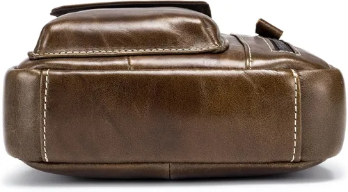 Vista 5 de Bolsos de cuero genuino para hombre bolso de hombro para hombre uso diario casual bolso de mensajero Marrón