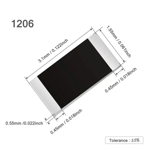 Vista 2 de Chanzon 1200pcs 1206 SMD Resistor Kit 0-10M Ω ohmios 60 valores 1/4W 0.25W ±1% Tolerancia Película gruesa 0-10MR SMT Resistencias de chip Rohs