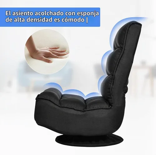 Vista 6 de ERGOMASTER Silla plegable reclinable para juegos con giro de 360 grados, 5 posiciones ajustables (negro)