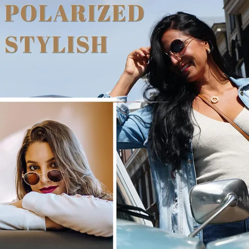 Vista 3 de Gafas de sol Joopin polarizadas, estilo Lennon, redondas, gafas de sol estilo hippy redondas para mujer y hombre