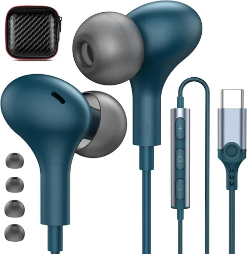 Vista 13 de APETOO Auriculares USB C para Samsung Galaxy S24 Ultra S23 FE S22 S21 A55 A54 A53 Auriculares magnéticos con cable con cancelación de ruido