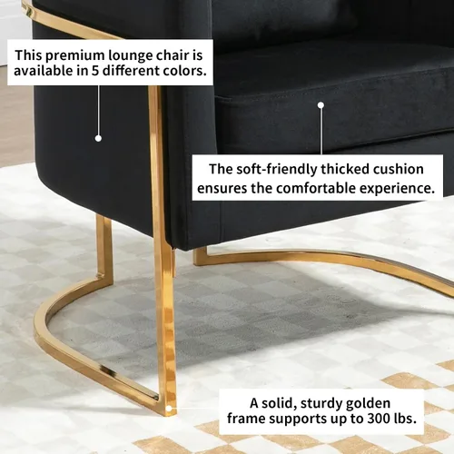 Vista 10 de Silla decorativa moderna de terciopelo, sillón tapizado de mediados de siglo con almohada para sala de estar, cómoda silla de tocador individual