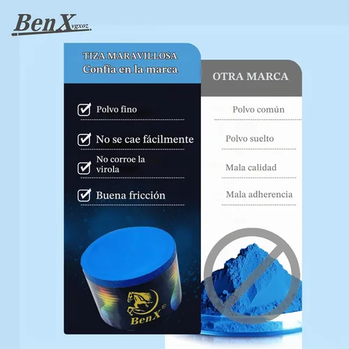 Vista 4 de Pool Cue Chalk - Professional Billiard Chalk Blue Nano Technology Long Lasting 10+ Shots Enhanced Spin & Control Wax, Dry & Neutral Options