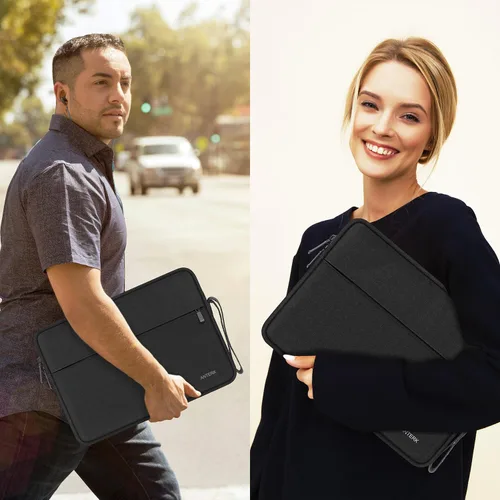 Vista 7 de Funda para portátil de 13 pulgadas, resistente al agua, con asa, a prueba de golpes, bolsa protectora para laptop compatible con MacBook Air Negro