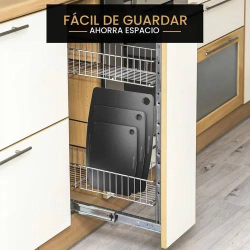 Vista 6 de Tabla de cortar apta para lavavajillas para cocina, tabla de cortar grande de madera compuesta, delgada y ligera, resistente al calor, sin BPA Negro