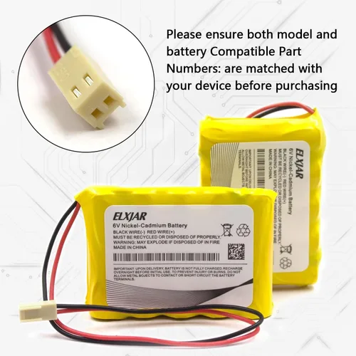 Vista 5 de Paquete de 2 baterías Ni-CD de 6 V y 800 mAh compatibles con 705105, Emergi-Lite 0018701, 850.0054 850.0035, OSI OSA013AA CUSTOM-125 Dantona