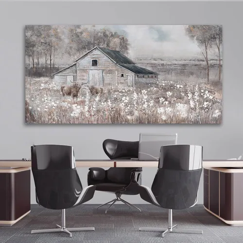 Vista 4 de SDYA Lienzo decorativo de paisaje para pared, impresiones fotográficas de animales, blanco y marrón, decoración para colgar en la pared, 24 x 48