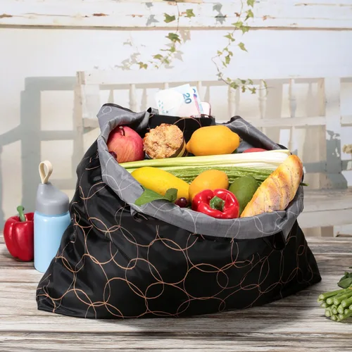 Vista 3 de Kingmas - Bolsas reutilizables para alimentos, plegables, ecológicas, aptas para el bolsillo, lavables, impermeables, de nailon, bolsas con asa