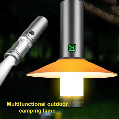 Vista 2 de Luqeeg Linterna de campamento, 3 en 1, imán para exteriores, linterna LED con pantalla desmontable, 5 modos, gancho para colgar, IP65, a prueba