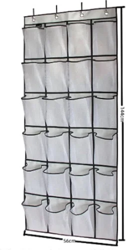 Vista 3 de Organizador de zapatos para colgar sobre la puerta, antideslizante para colgar zapatos, soporte para zapatos detrás de la puerta con 24 bolsillos