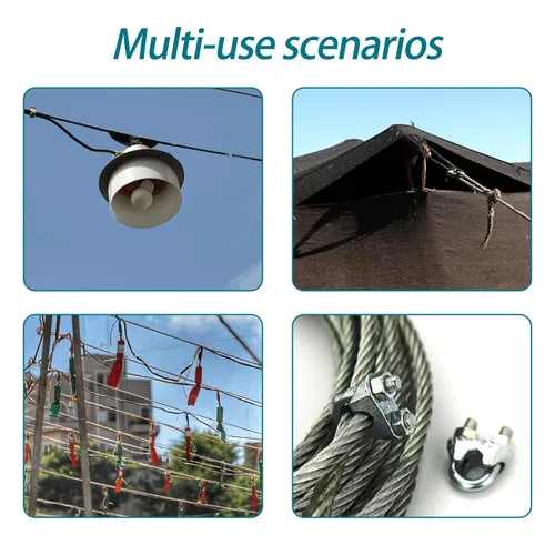 Vista 6 de Abrazadera de cable de cuerda de alambre, 20 unidades de 1/8 pulgadas M3, abrazaderas de cable bañadas en zinc