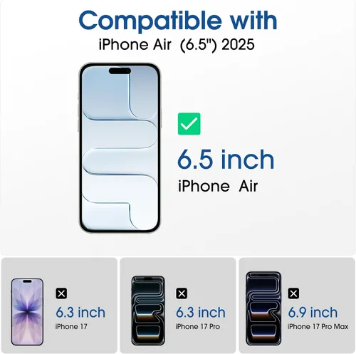 Vista 2 de amFilm Protector de pantalla OneTouch Privacy para iPhone Air 17 de 6.5'' + Protector de lente de cámara Instalación con alineación automática