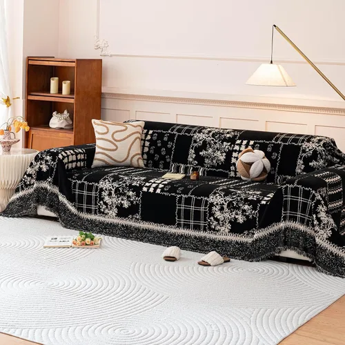 Vista 40 de DREAMINGO Funda para sillón reclinable con estampado floral verde y botánico de jacquard, 1 cojín, acogedora funda de felpilla para sala de estar