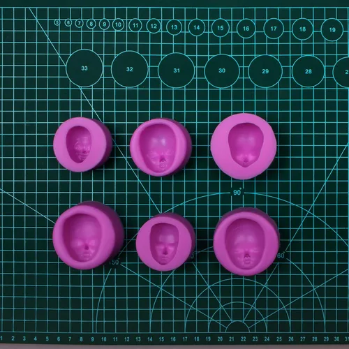Vista 6 de Moldes de silicona para fondant, 6 paquetes de moldes de silicona de chocolate para cara de bebé, arcilla polimérica, muñeca, cara de elfo