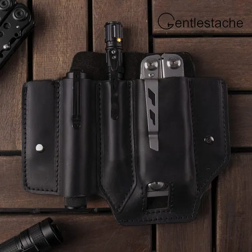Vista 8 de Gentlestache Funda multiherramienta para cinturón, bolsa multiherramienta, soporte de cinturón de cuero para multiherramienta EDC organizador