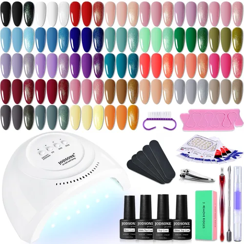 Vista 20 de JODSONE Juego de 23 esmaltes de uñas de gel con base, capa superior brillante y mate, multicolor, de larga duración, adecuado para todas