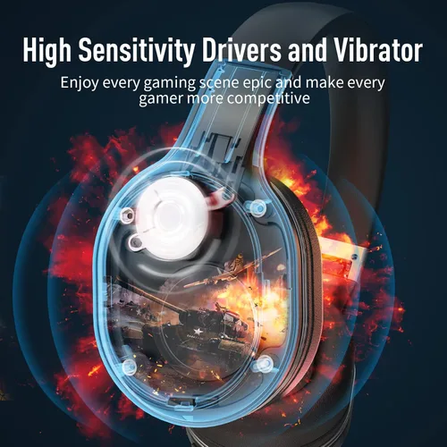 Vista 2 de Auriculares inalámbricos para juegos con micrófono para PS4 PS5 PC auriculares USB Bluetooth de 24 GHz con sonido de vibración de latencia ultra