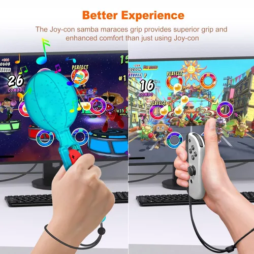 Vista 2 de Switch Joy Con Controller Grips,Uxilep Switch Hand Grips for Samba de Amigo Party Central,Samba Maracas Switch Sports Game Accessories