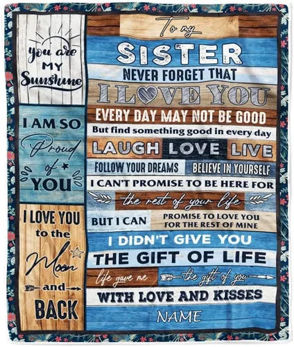 Vista 16 de Manta personalizada con texto en inglés «To My Sister from Brother I Love You Hugs» (texto en inglés) con texto en inglés «To My Sister», «I Love