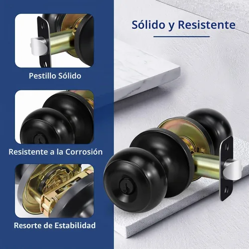 Vista 7 de Pomo de puerta de entrada con llave para entrada, pomo de puerta delantera con cerradura y llave para exterior e interior, lado derecho e izquierdo