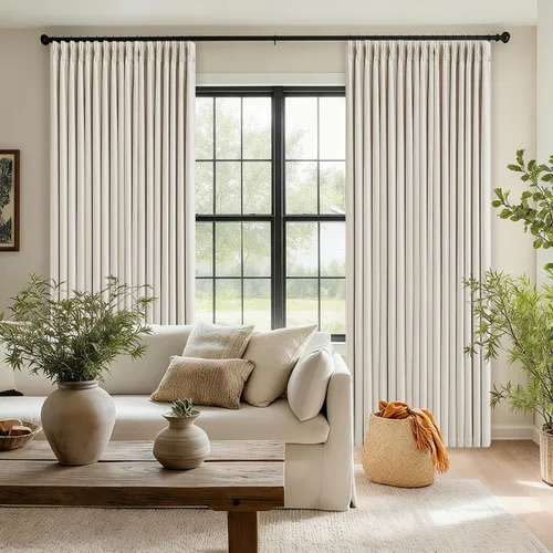 Vista 77 de Juego de 2 paneles de cortinas plisadas negras de 80 pulgadas para sala de estar, cortinas plisadas de lino con forro de 80 pulgadas de largo, 100%