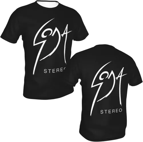 Vista 6 de Soda Stereo Logo T Shirt Men's Summer Tee Casual Short Sleeve 3D Print T-Shirts