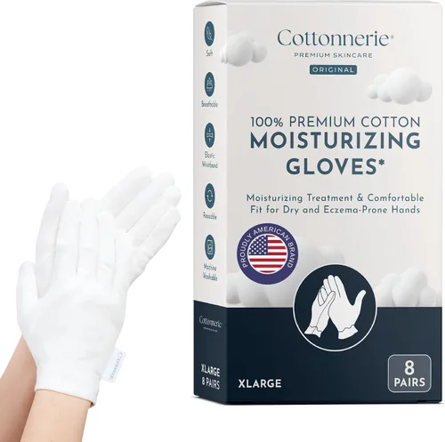 Vista 9 de 4 Pairs Cottonnerie Original Cotton Gloves for Dry Hands Sleeping, Moisturizing Gloves Overnight, Hand Moisturizer Gloves, Moisture Gloves for Dry