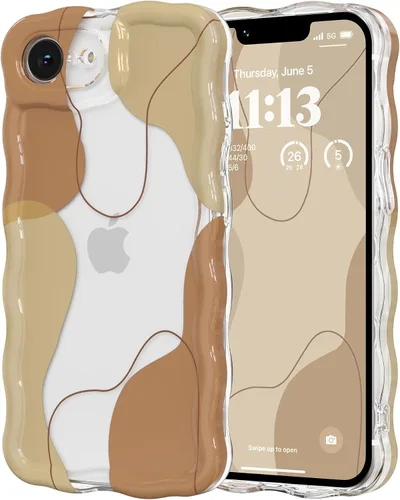 Vista 26 de DEFBSC Funda para iPhone 15 con bonito diseño ondulado, color negro