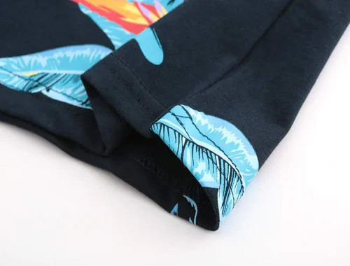 Vista 5 de Frogwill Conjunto de camiseta de algodón y popelina para niños pequeños, ropa de verano hawaiana de animales de la selva